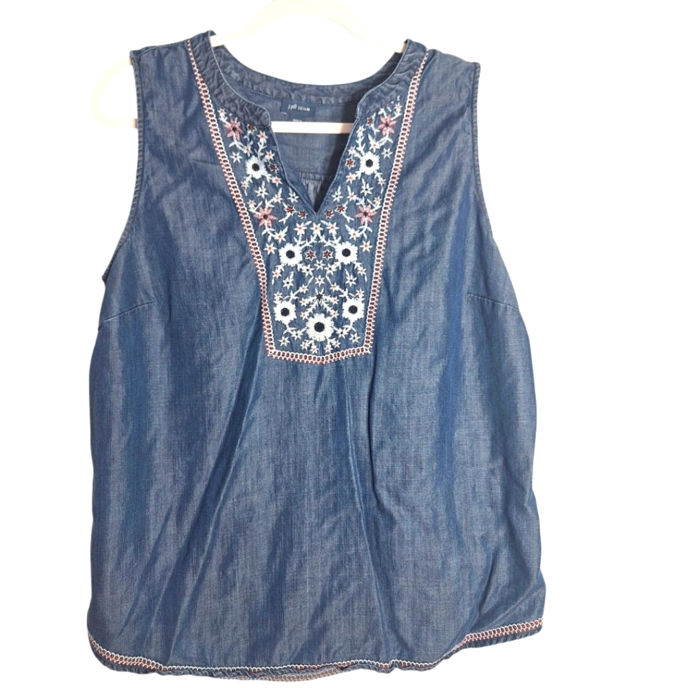 J. Jill Blue Embroidered Blouse